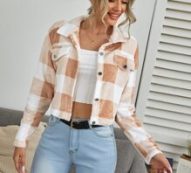 Button Front Drop Shoulder Buffalo Plaid Jacket