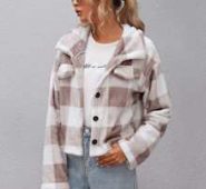 Button Front Drop Shoulder Gingham Jacket