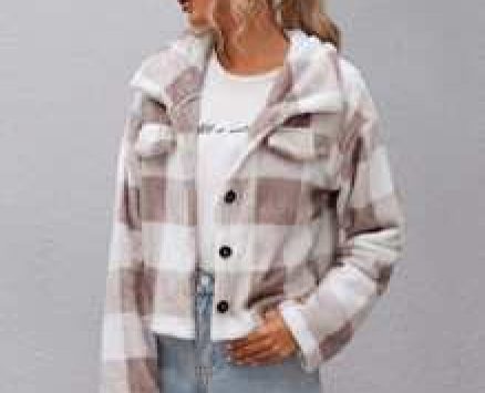 Button Front Drop Shoulder Gingham Jacket