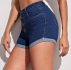 Button Front Rolled Hem Denim Shorts