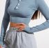 Button Half Placket Crop Tee