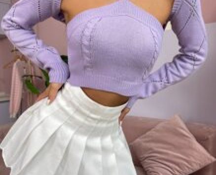 Cable Halter Knit Top & Raglan Sleeve Super Crop Cardigan