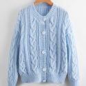 Cable Knit Button Front Cardigan