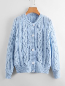 Cable Knit Button Front Cardigan