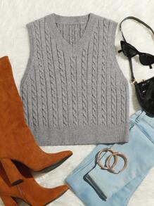 Cable Knit Cropped Sweater Vest