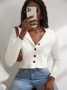 Cable Knit Drop Shoulder Cardigan