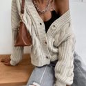 Cable Knit Drop Shoulder Cardigan