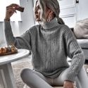 Cable Knit High Neck Sweater