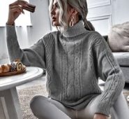 Cable Knit High Neck Sweater