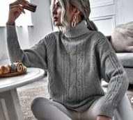 Cable Knit High Neck Sweater