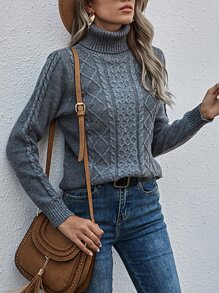 Cable Knit Turtleneck Sweater