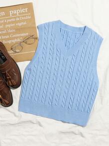 Cable Knit V-neck Sweater Vest