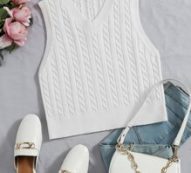 Cable Knit V-neck Sweater Vest