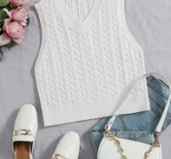 Cable Knit V-neck Sweater Vest