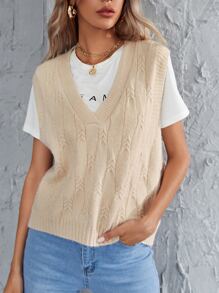 Cable Knit V-neck Sweater Vest