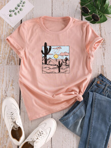 Cactus Print Short Sleeve Tee