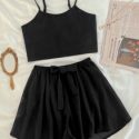 Cami Top With Knot Front Shorts PJ Set