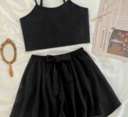 Cami Top With Knot Front Shorts PJ Set