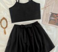 Cami Top With Knot Front Shorts PJ Set