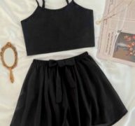 Cami Top With Knot Front Shorts PJ Set