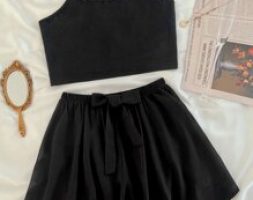 Cami Top With Knot Front Shorts PJ Set