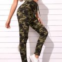 Camo Print Drawstring Waist Pants