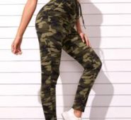 Camo Print Drawstring Waist Pants