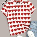 Cap Sleeve Heart Print Tee