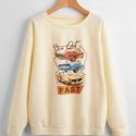 Car & Letter Graphic Sweatshirt