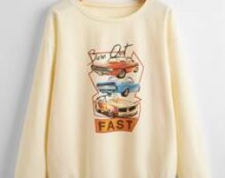 Car & Letter Graphic Sweatshirt