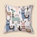 Cartoon Alpaca Print Cushion Cover Without Filler