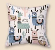 Cartoon Alpaca Print Cushion Cover Without Filler