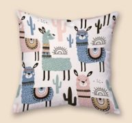 Cartoon Alpaca Print Cushion Cover Without Filler