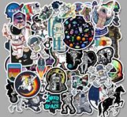 Cartoon Astronaut Pattern Decorative Sticker 50pcs