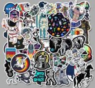 Cartoon Astronaut Pattern Decorative Sticker 50pcs