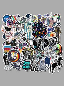 Cartoon Astronaut Pattern Decorative Sticker 50pcs