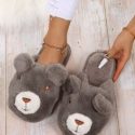 Cartoon Bear Design Fluffy Bedroom Slippers