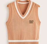 Cartoon Bear Embroidery Sweater Vest