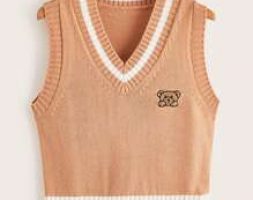 Cartoon Bear Embroidery Sweater Vest
