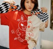 Cartoon Bear Graphic Colorblock Tee