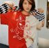 Cartoon Bear Graphic Colorblock Tee