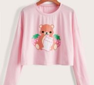 Cartoon Bear Graphic Crop Tee
