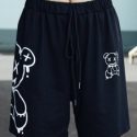 Cartoon Bear Graphic Knot Shorts