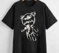 Cartoon Bear Graphic Oversized Tee