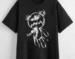 Cartoon Bear Graphic Oversized Tee