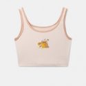 Cartoon Bear Graphic Ringer Ribbed Tank Top