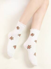 Cartoon Bear Graphic Socks