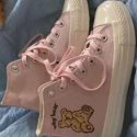 Cartoon Bear Lace-up High Top Canvas Sneakers