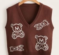 Cartoon Bear Pattern Sweater Vest