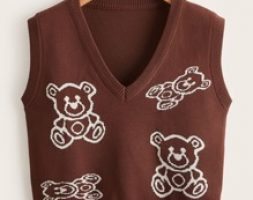 Cartoon Bear Pattern Sweater Vest